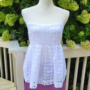New! J. Crew Size XL X-Large Eyelet Camisole Blue Embroidered Lace Top NWT